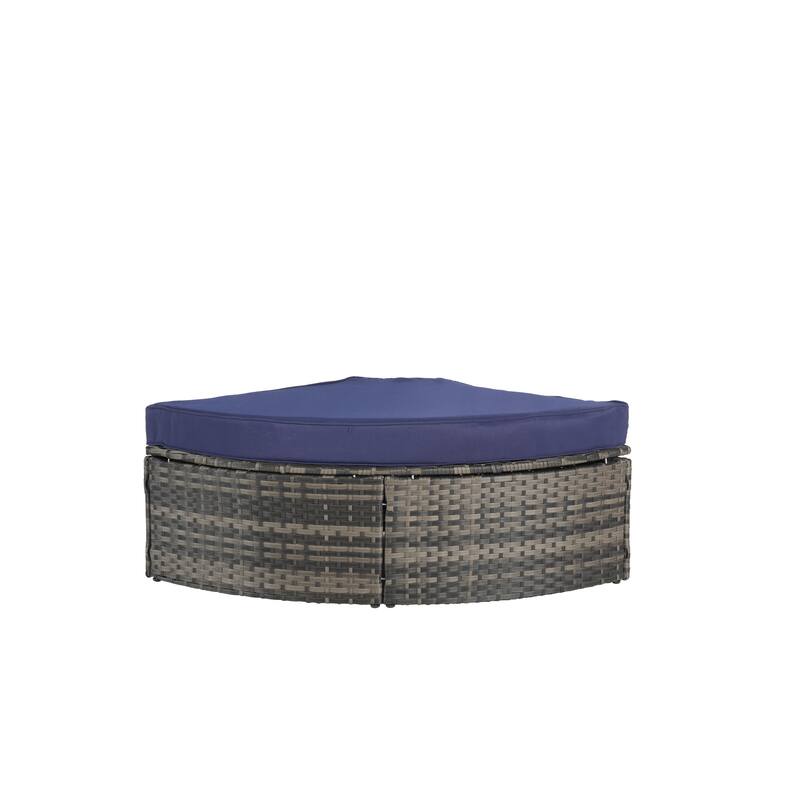 8-Piece Outdoor Patio Rattan Modular Sectional Sofa Set with Tempered Glass Coffee Table