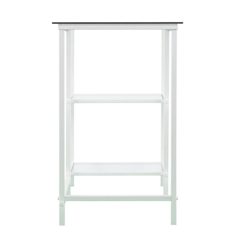 Sleek Metal Frame and Tempered Glass Desk, Multi-functional Student Desk for Home Office, Craft Room, or Vanity Area