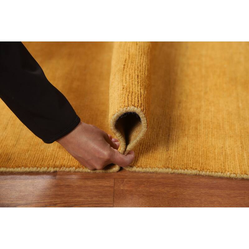 Gold Gabbeh Modern Foyer Rug Handmade Wool Carpet - 2'9"x 4'0"