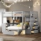 preview thumbnail 2 of 16, Full over Twin Bunk Bed with Desk, Drawers and Shelves,Multifunctional Loft Bed with Storage
