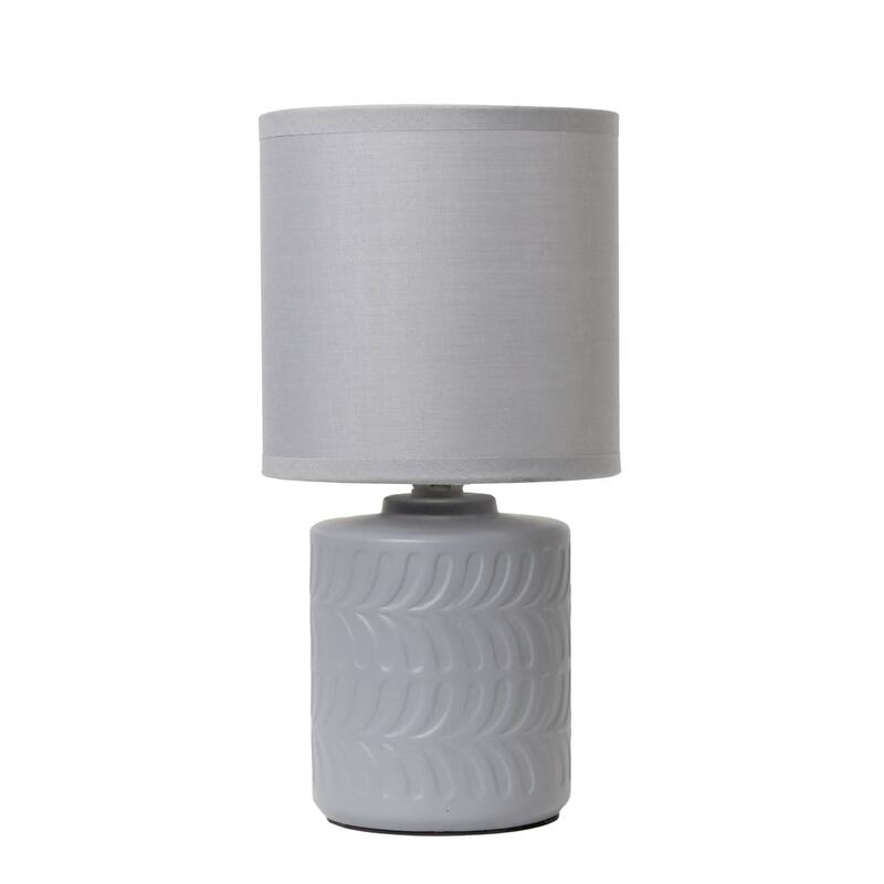 Floral Textured Ceramic Table Lamp with Drum Shade - 10" - Gray
