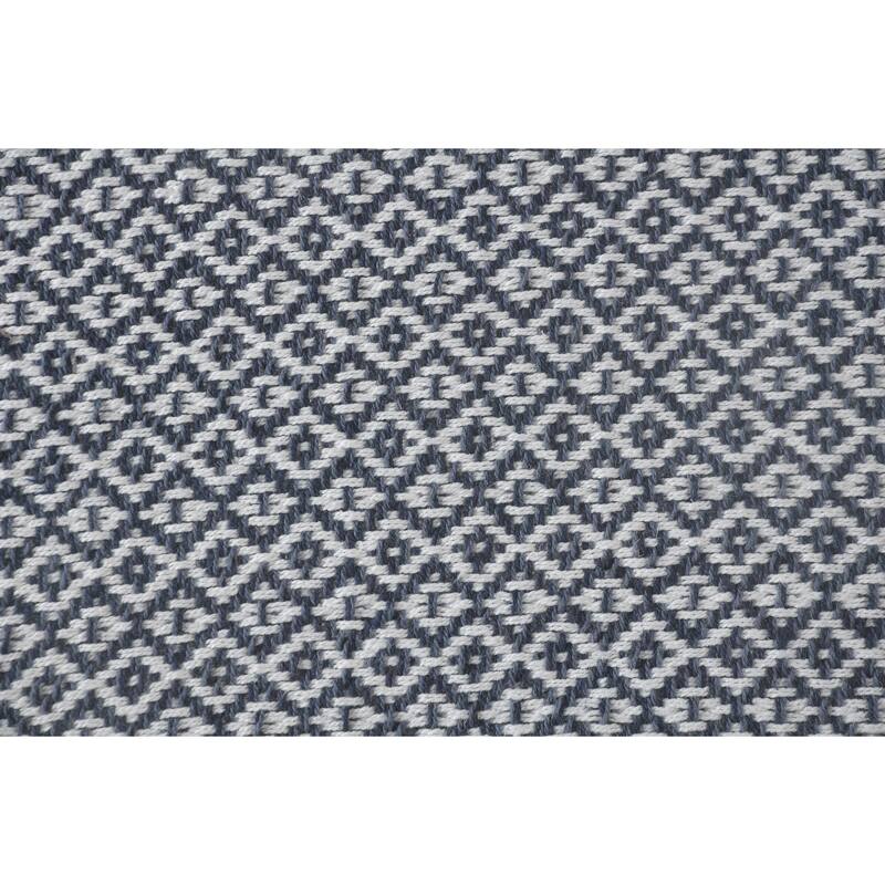 Sevita Blue and Ivory Diamonds Fringe Standard Size Throw Blanket
