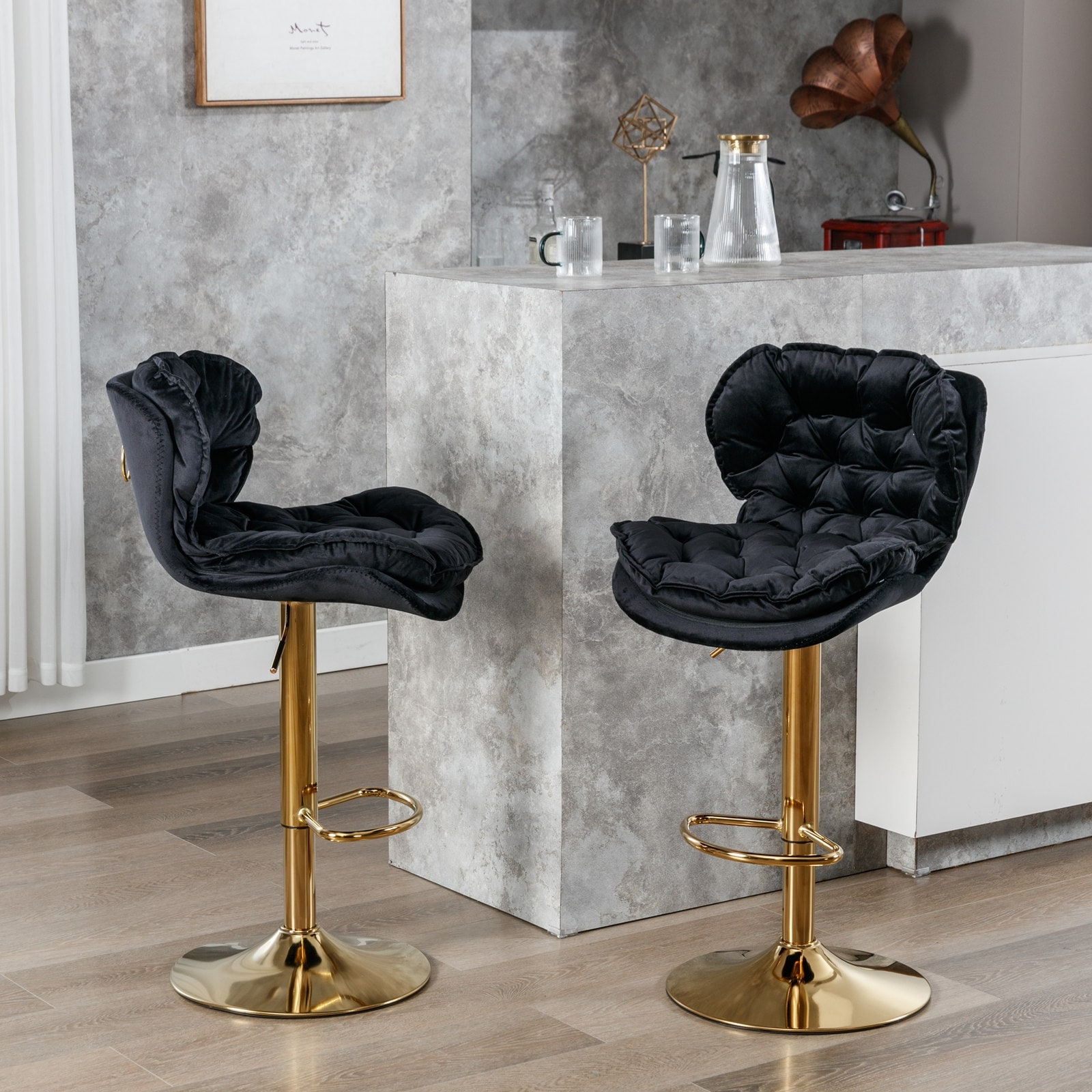 Velvet Counter Height Adjustable Barstools Modern Dining Bar