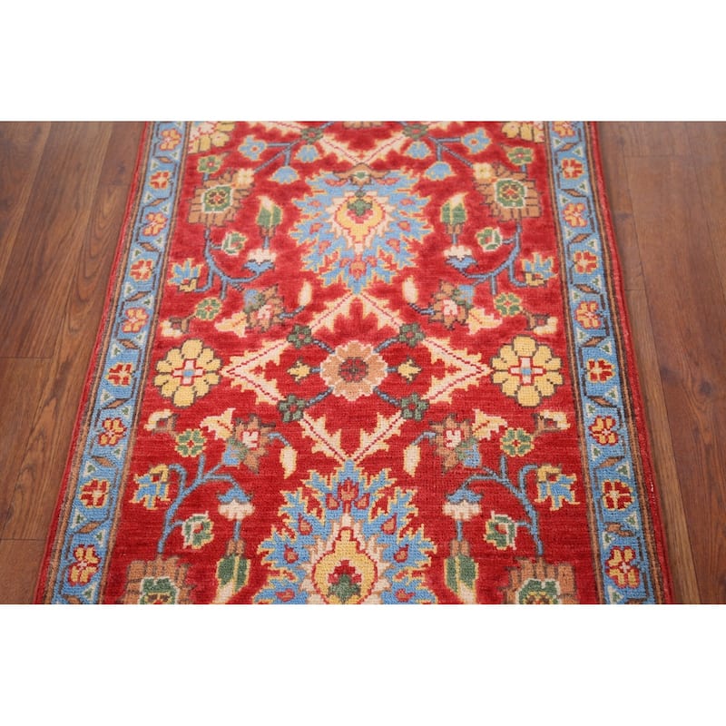 Red Kazak Foyer Rug Hand-Knotted Wool Carpet - 1'11" x 3'0"