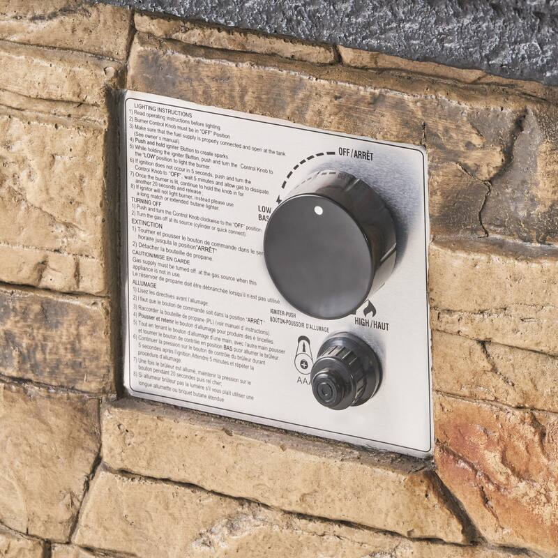 19.5 in. W x 29 in. H Square Stone Propane Gas Burning Outdoor Fire Pits in Gray