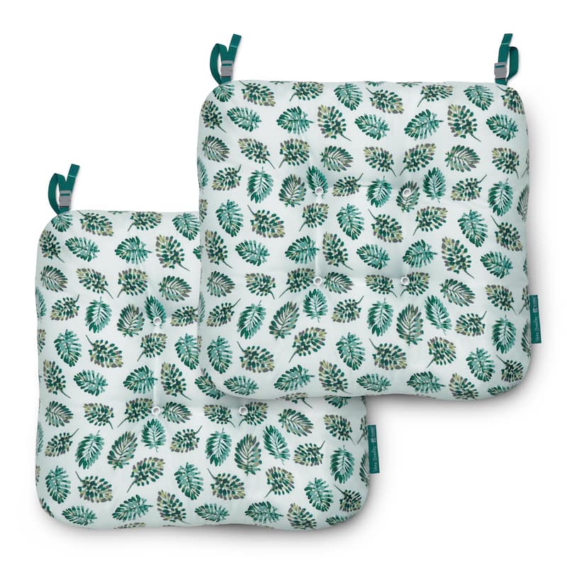 Vera Bradley by Classic Accessories Water-Resistant Patio Chair Cushions, 2 Pack, 19 Inch - Seawater Palm