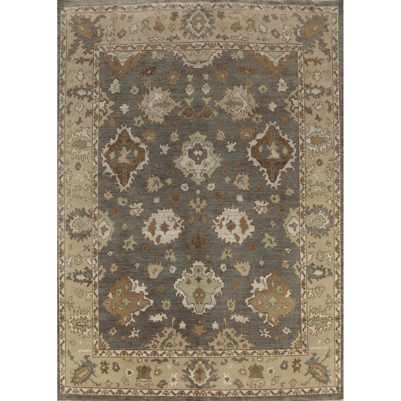Gray Oushak Indian Area Rug Handmade Wool Carpet - 8'3" x 10'0"