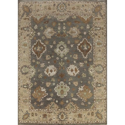 Gray Oushak Indian Area Rug Handmade Wool Carpet - 8'3" x 10'0"