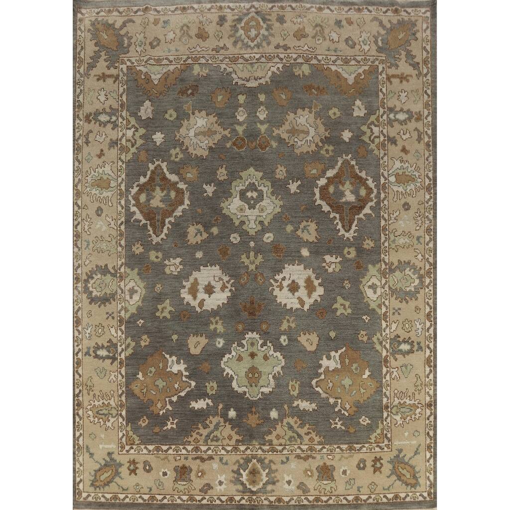Gray Oushak Indian Area Rug Handmade Wool Carpet - 8'3" x 10'0"
