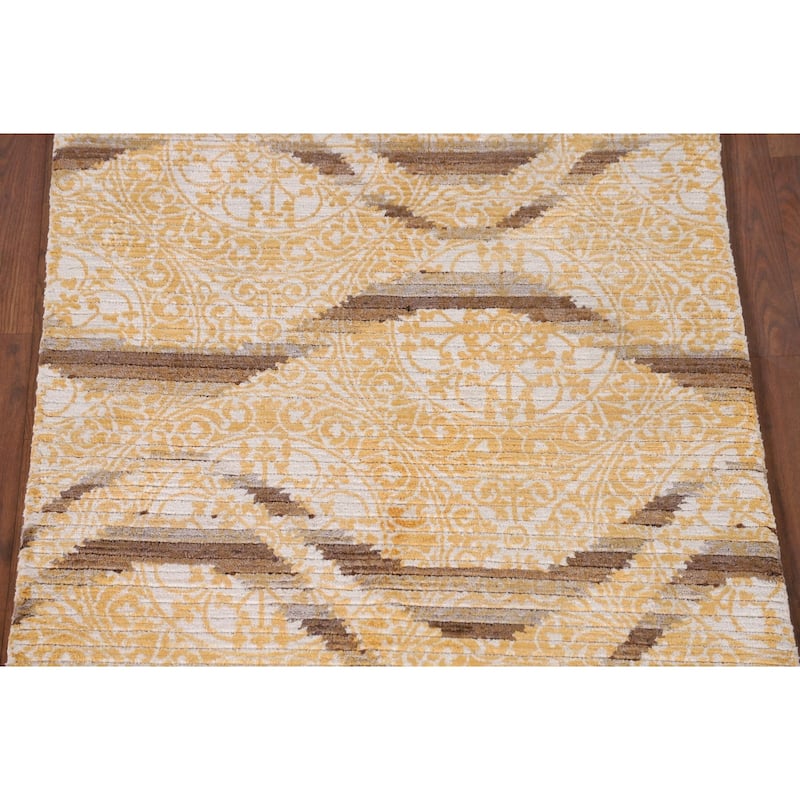 Abstract Oriental Accent Rug Handmade Striped Wool Carpet - 2'9"x 5'1"