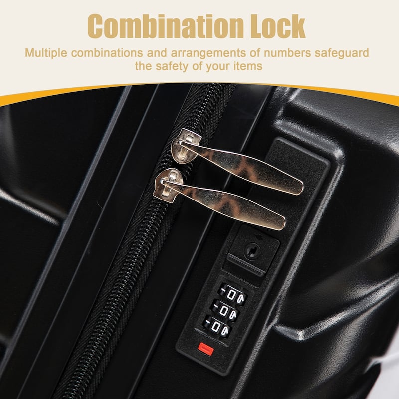 20 Inch ABS Hard Shell Travel Checked Luggage, Scratch Resistant Surface Four Multi-Directional Wheels, With Combination Lock