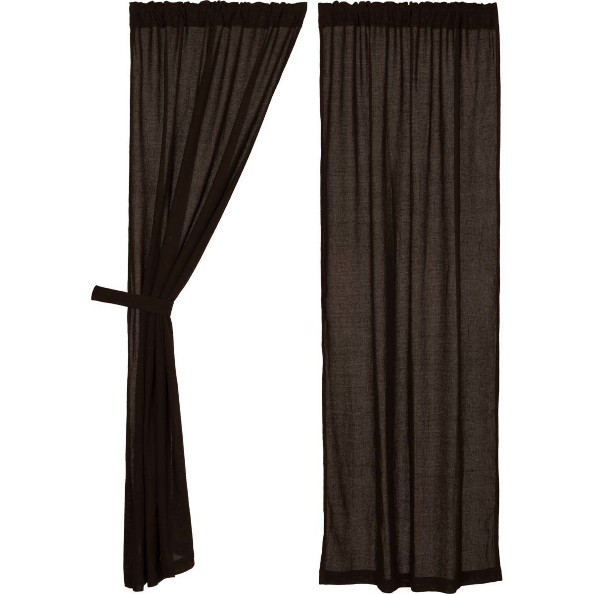 VHC Brands Burlap Natural Curtain Tan Panel Set 84x40 