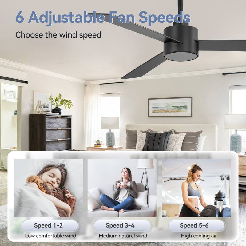 52-inches 3-Blade Ceiling Fan With Remote Downrod