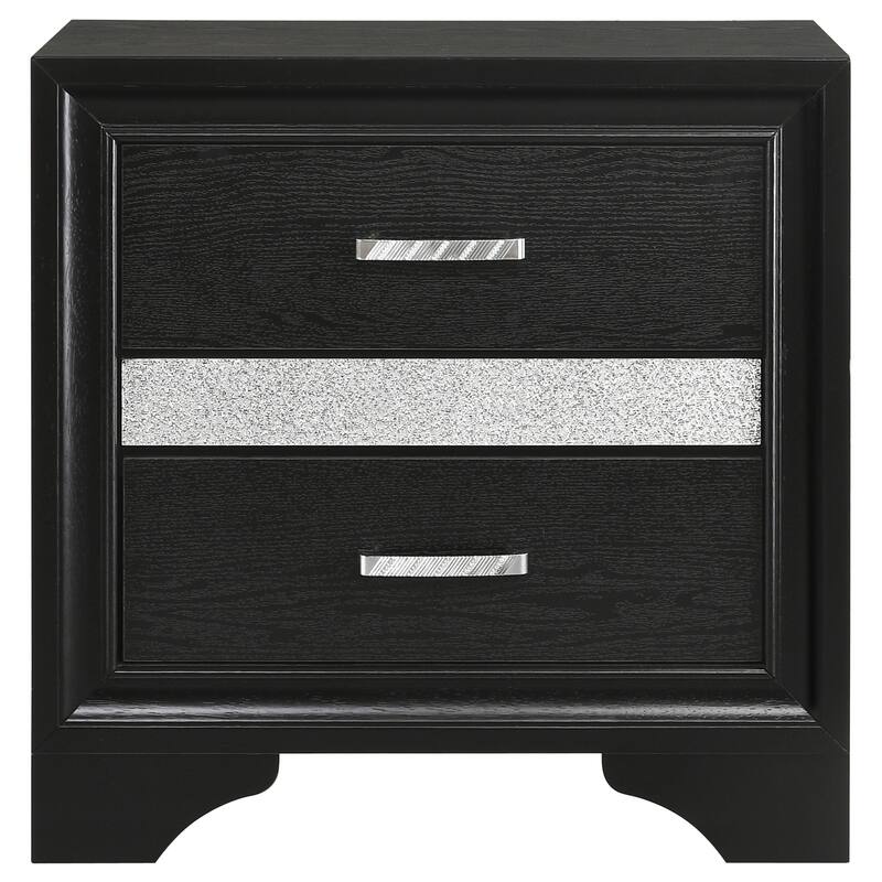 Miranda 4-Piece Storage Bedroom Set with Glittering Stripes