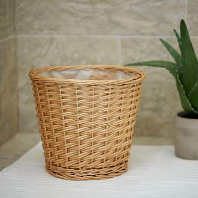 Household Essentials Wicker Waste Basket with Plastic Liner