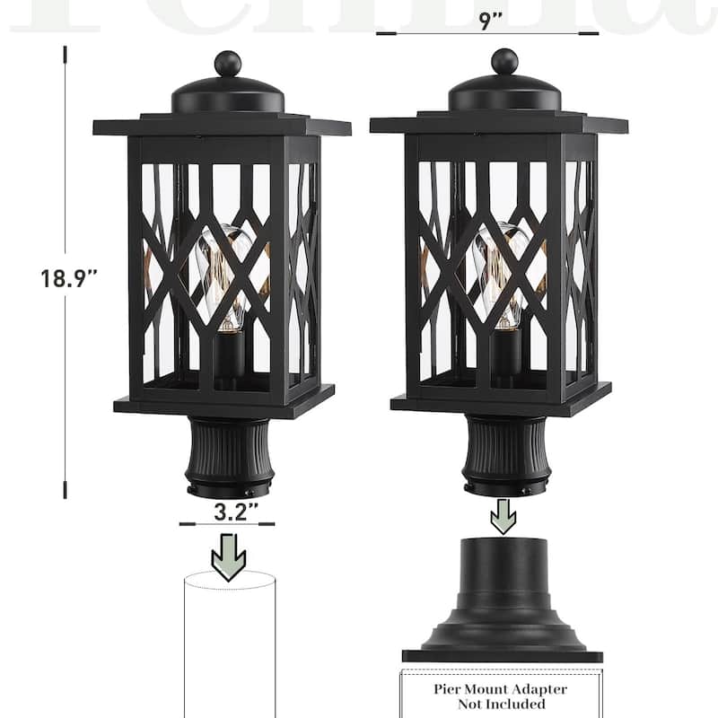 19 Inch Post Light With Clear Glass