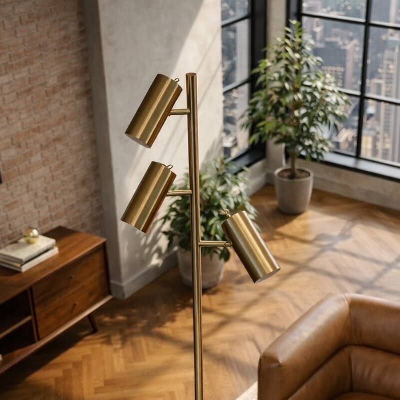 Jena Luxe Gold Triple Spotlight Floor Lamp