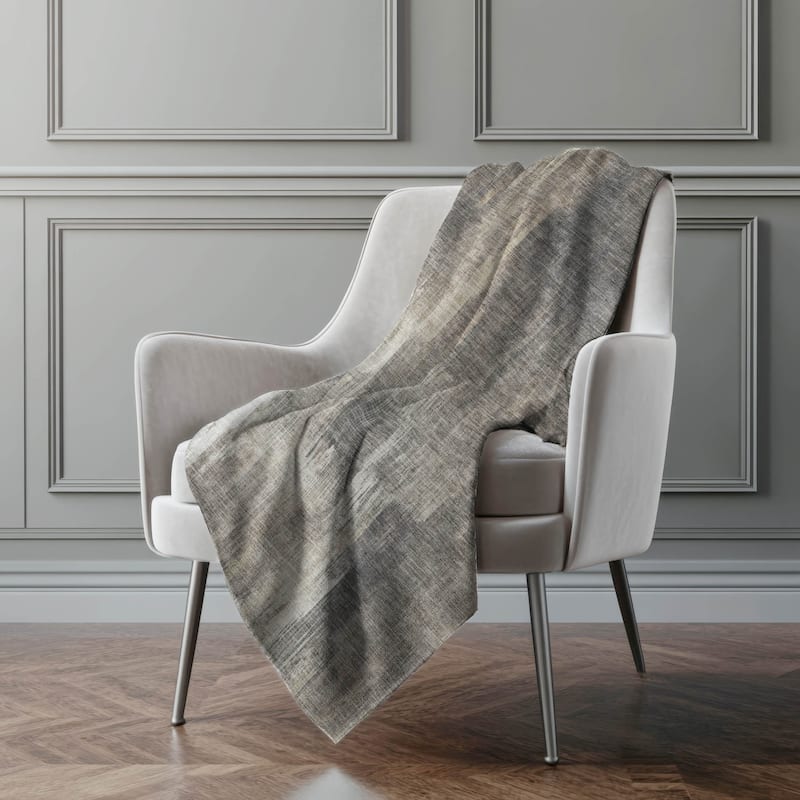 Premium Machine Washable Modern Brushstroke Sherpa Throw Blanket - Taupe - 4'2" x 5'10"