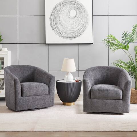 Cuenca Upholstered Barrel Chair with Swivel Base Set of 2