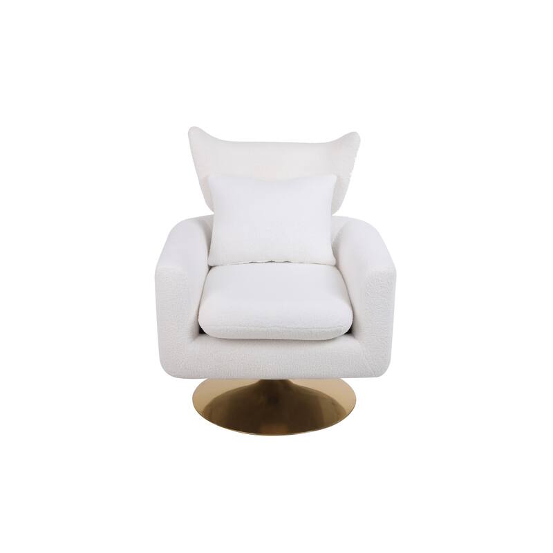 360-Degree Swivel Accent Chair with Circular Metal Base
