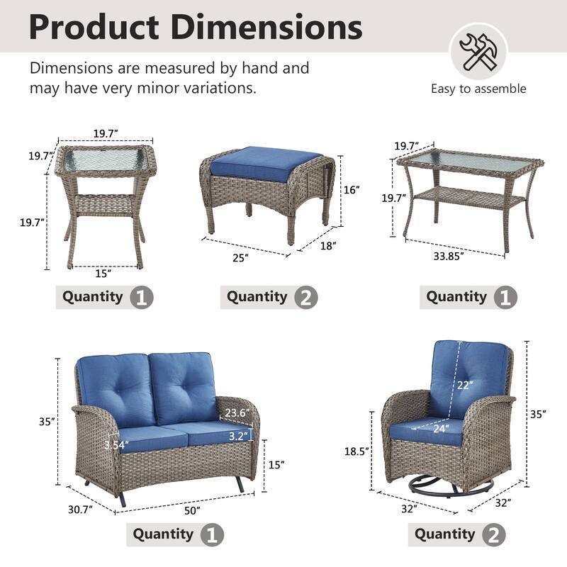 Gymojoy Outdoor Wicker Patio Furniture Loveseat Glider & Chair Set Weather-Resistant