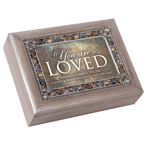 8" Gray and Amber "You are LOVED" Music Keepsake Box - N/A
