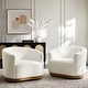 preview thumbnail 4 of 30, Gema Modern 360°Swivel Chenille Ergonomic U-shape Armchair with Solid Wood Legs Set of 2 by HULALA HOME Ivory