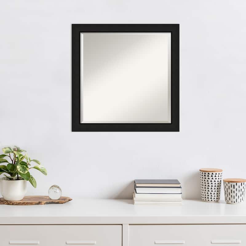 Midnight Black Narrow Beveled Wood Framed Wall Mirror - Midnight Black Narrow