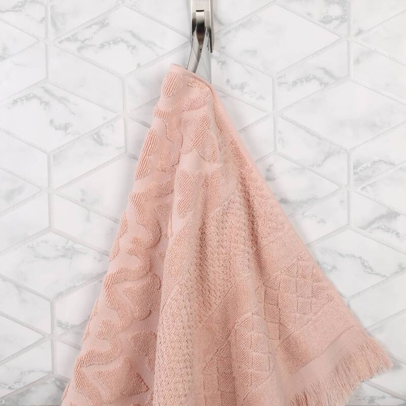 Superior Rolla Cotton Geometric Jacquard Plush Soft 12 Piece Towel Set