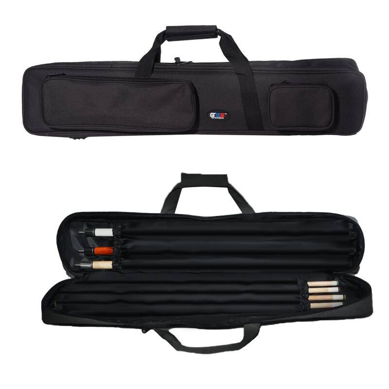 GSE™ 3x4 Soft Billiard Pool Cue Stick Carrying Bag, Billiard Cue Case Holds 3 Butts/4 Shafts (4 Colors) - Black