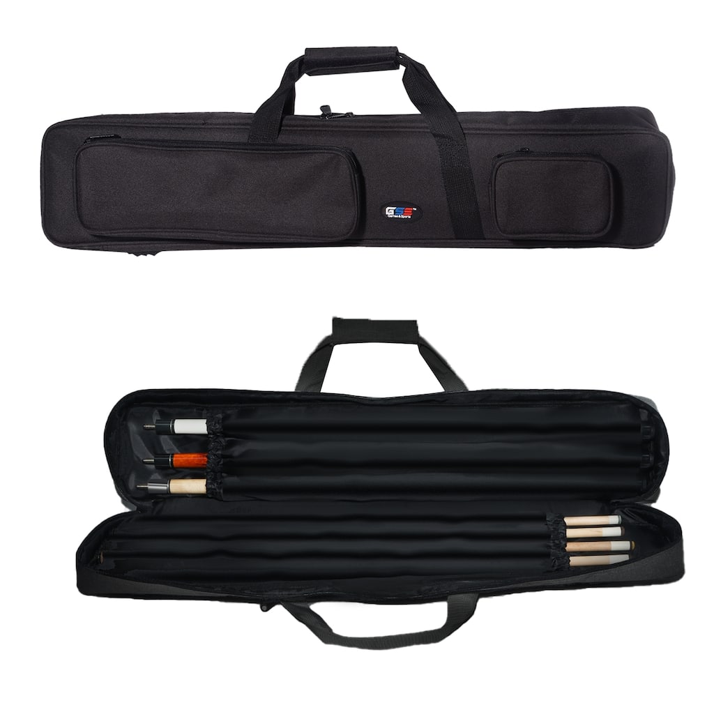 GSE™ 3x4 Soft Billiard Pool Cue Stick Carrying Bag, Billiard Cue Case Holds 3 Butts/4 Shafts (4 Colors)