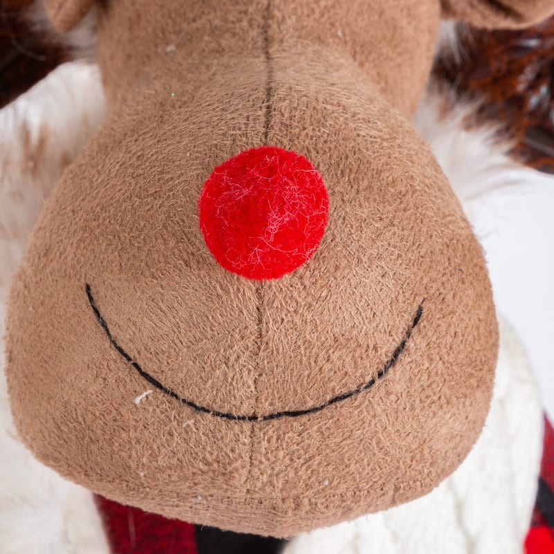 29.5 Inches High Lighted Fabric Holiday Moose Set of 2