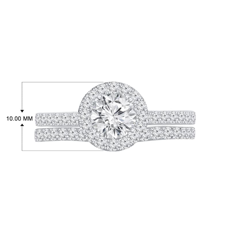 Auriya 1 3/4ctw Round Halo Diamond Engagement Ring Set 14k Gold