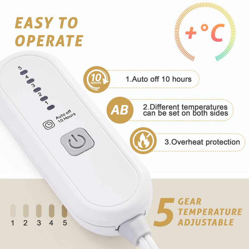 Flannel Electric Mattress Pad, Dual Control and Temperature Regulating