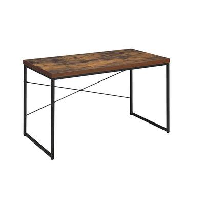 Bob Writing Desk - 47 in. Rectangular Weathered Oak Writing Desks with Metal Frame