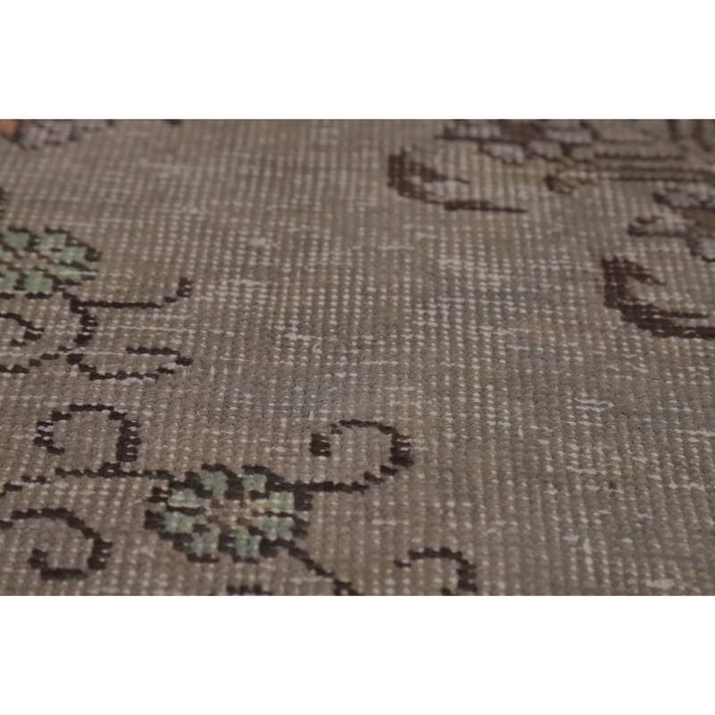 Gray Geometric Tabriz Persian Area Rug Hand-Knotted Wool Carpet - 9'1"x 12'9"