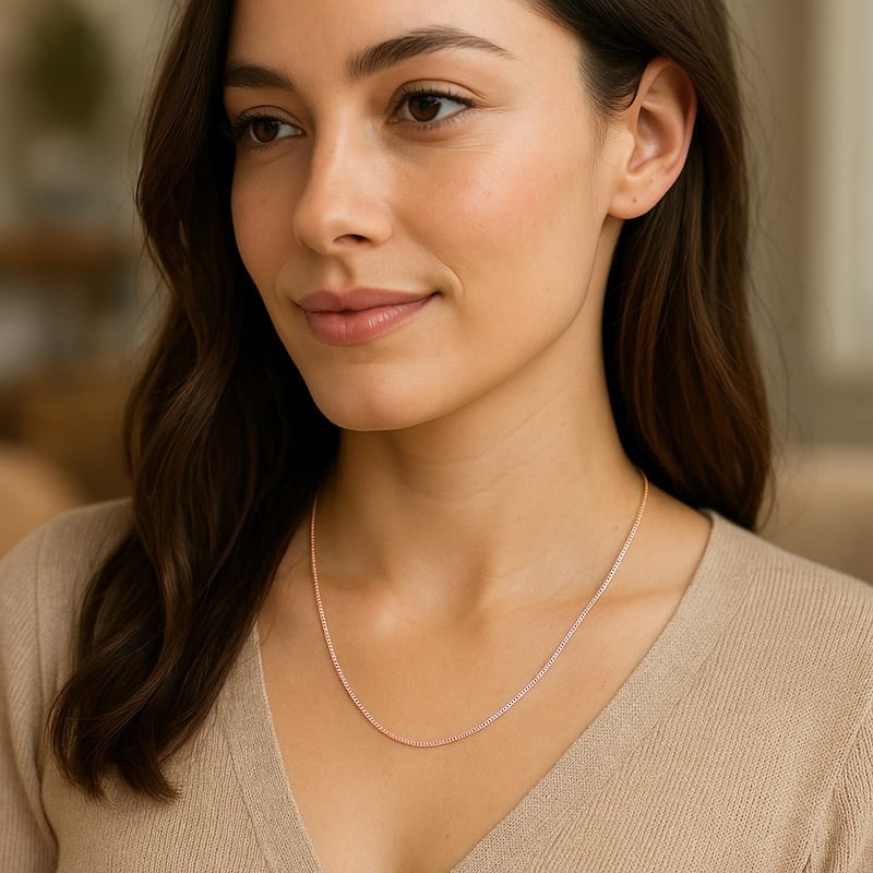 MayaMila 14k Solid Rose Gold Classic Box Chain Necklace 0.4mm