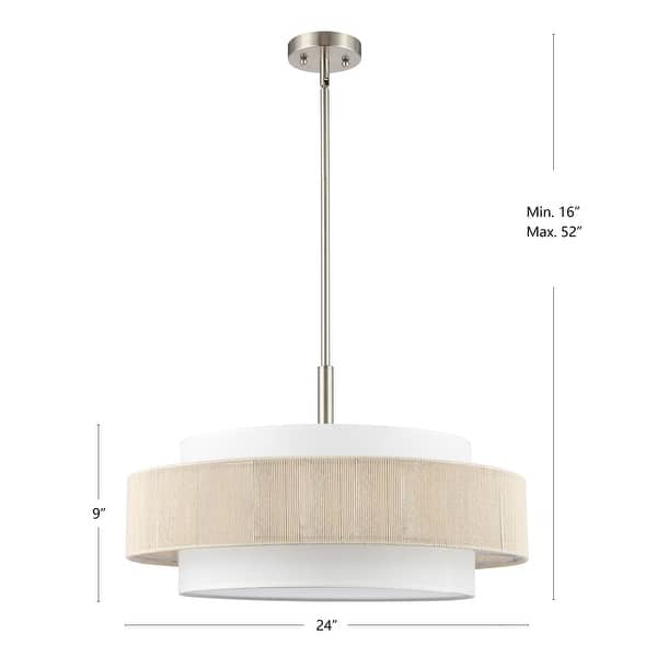 dimension image slide 1 of 2, GetLedel 5-Light Double Shaded Drum Chandelier