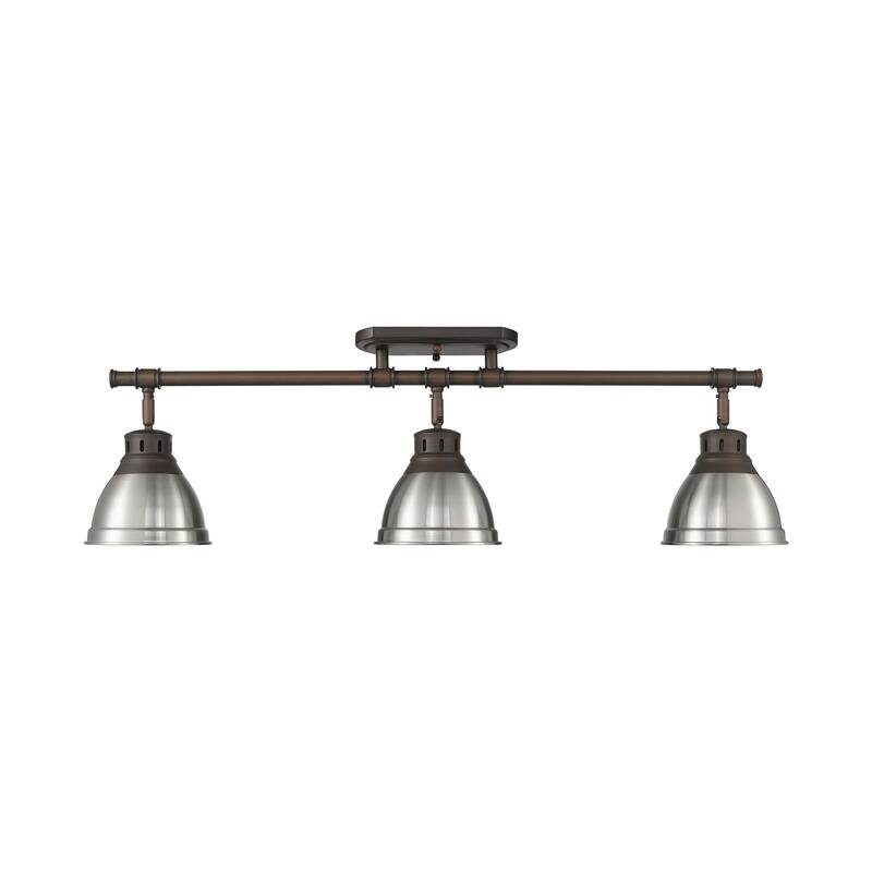Yep by Golden Lighting Duncan 3-light Semi-Flush Mount in Rubbed Bronze and Pewter shade - Rubbed Bronze - 3-Light Semi-flush