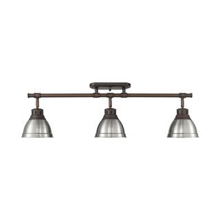 Yep by Golden Lighting Duncan 3-light Semi-Flush Mount in Rubbed Bronze and Pewter shade - Rubbed Bronze - 3-Light Semi-flush