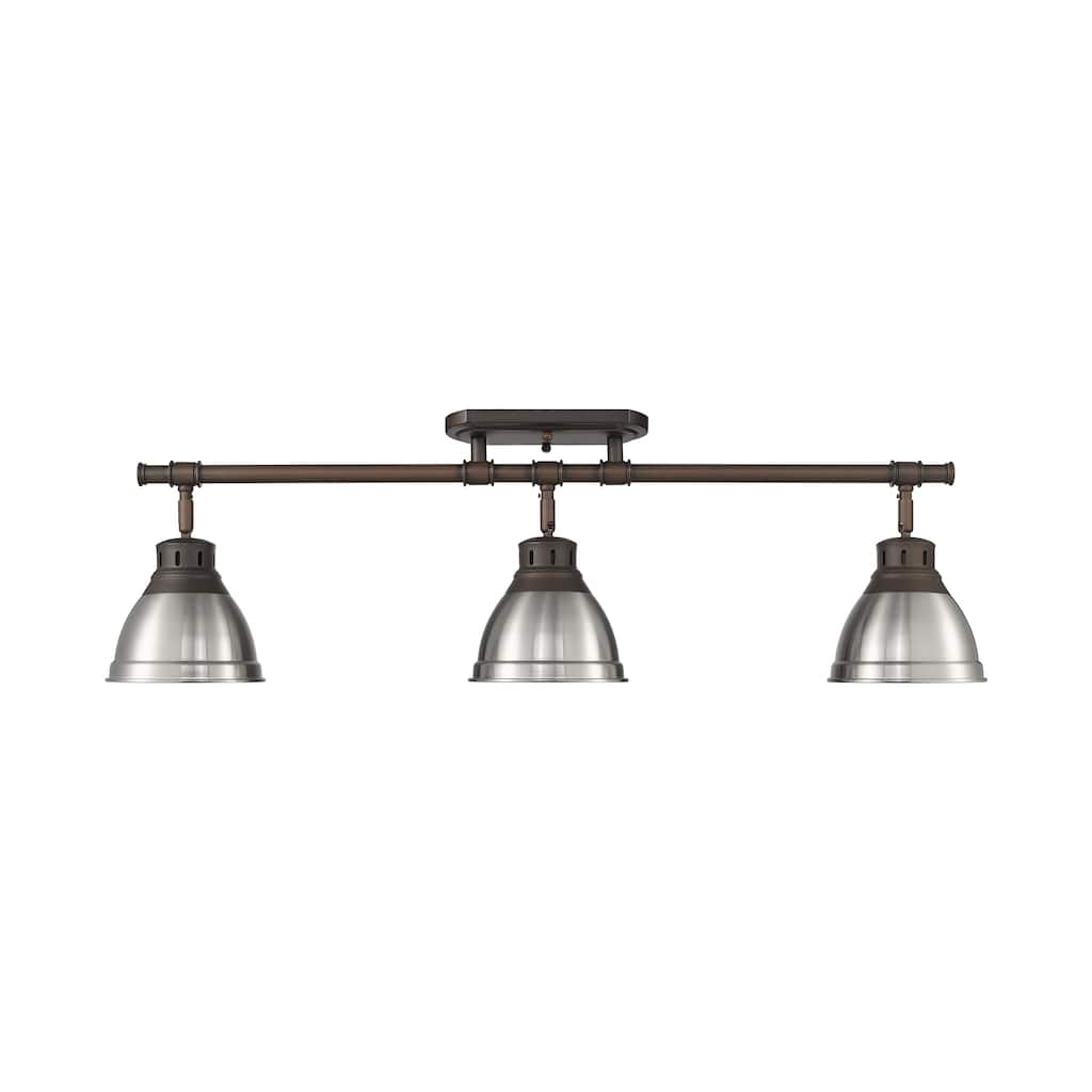 Yep by Golden Lighting Duncan 3-light Semi-Flush Mount in Rubbed Bronze and Pewter shade - Rubbed Bronze - 3-Light Semi-flush
