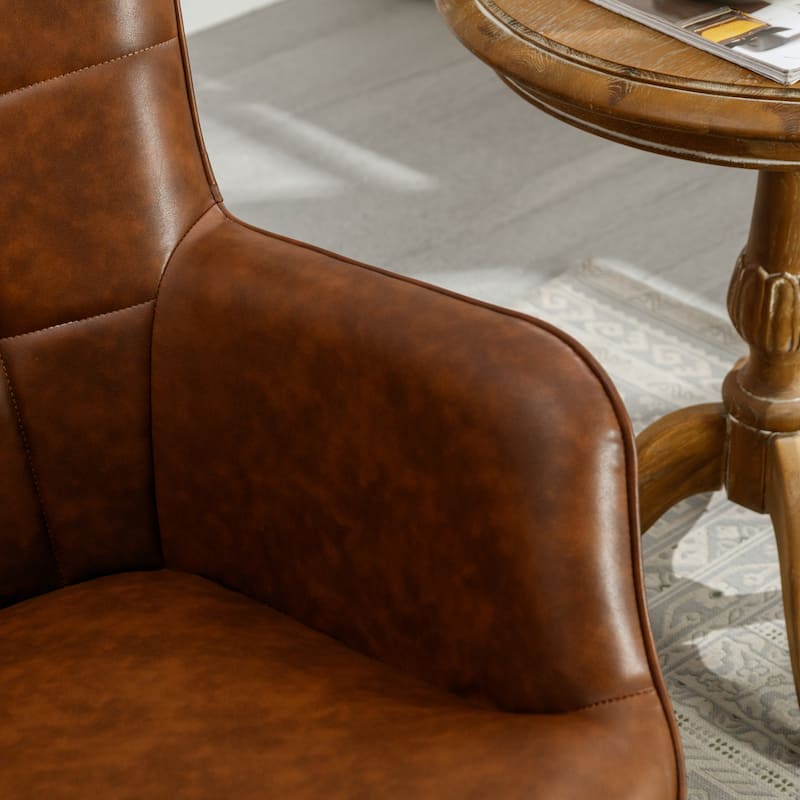 PU Leather Accent Chair Tufted Button Wingback Chair