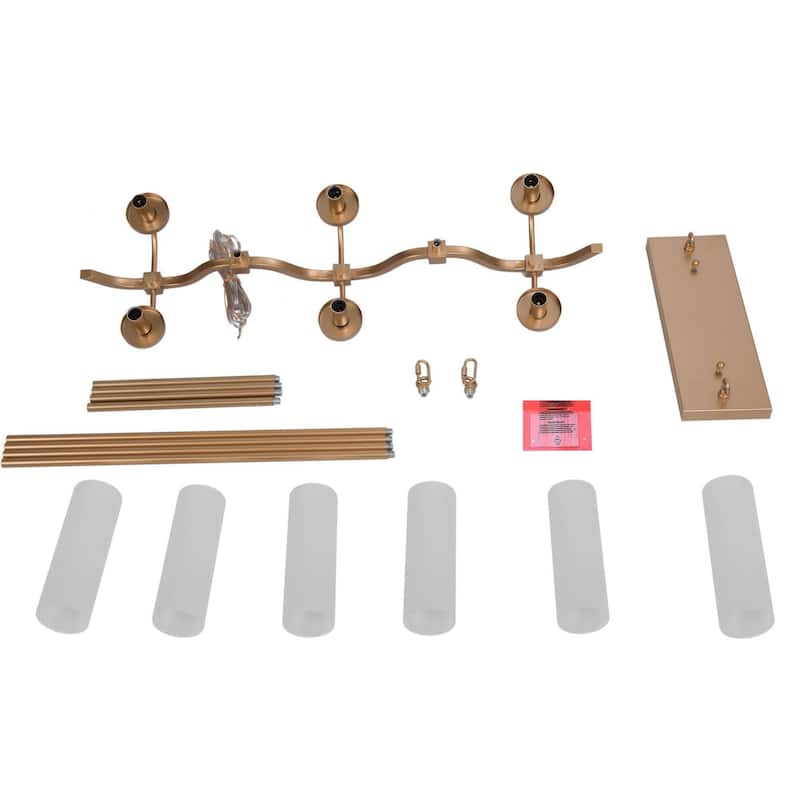 Kayna Mid-Century Modern 6-Light Chandelier Frosted Glass Lights for Kitchen Island