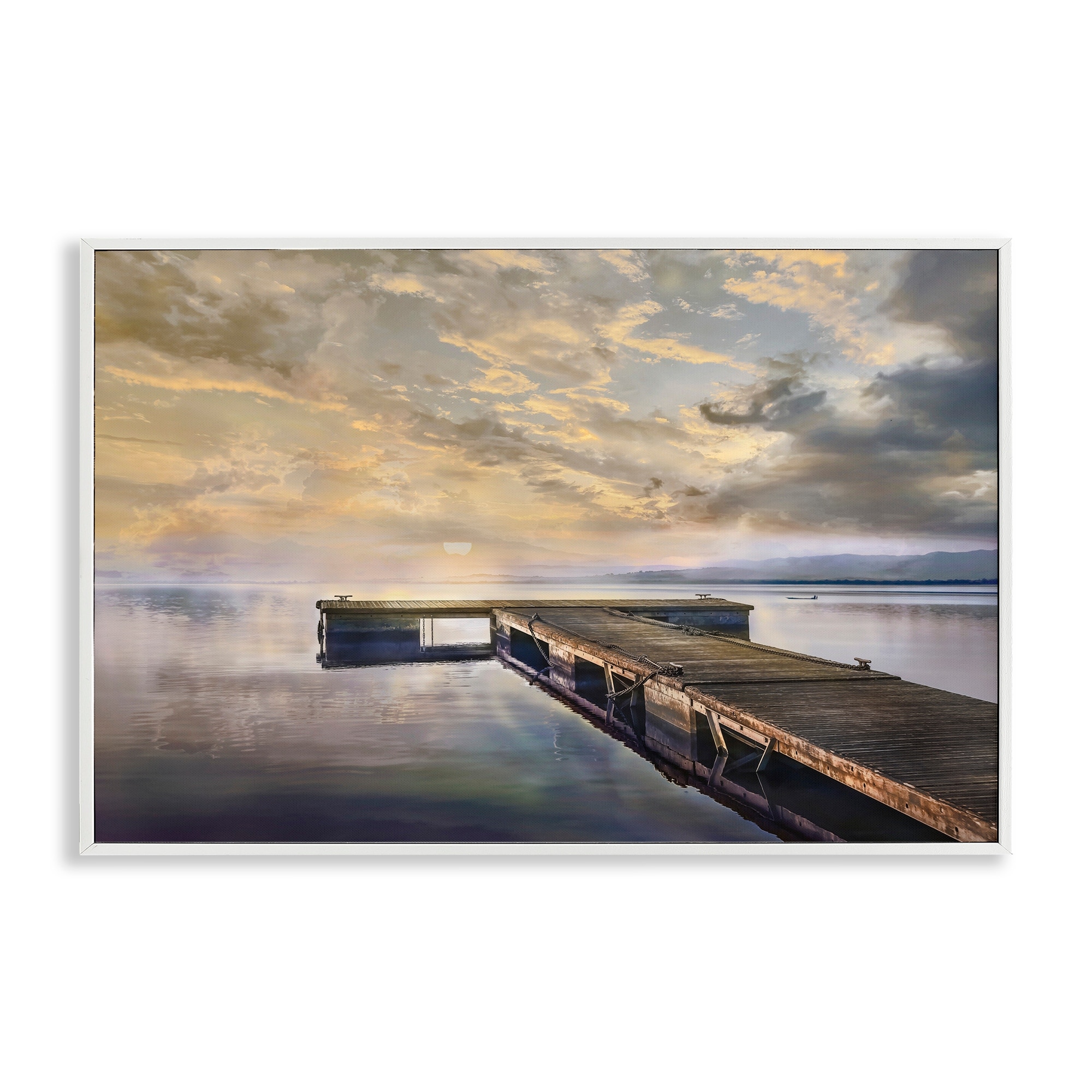 Stupell Lazy Morning Lake Dock Framed Giclee Art Design By Mike Calascibetta