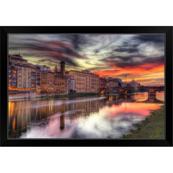 "Dusk waterfront in Tuscany, Italy" Black Framed Print