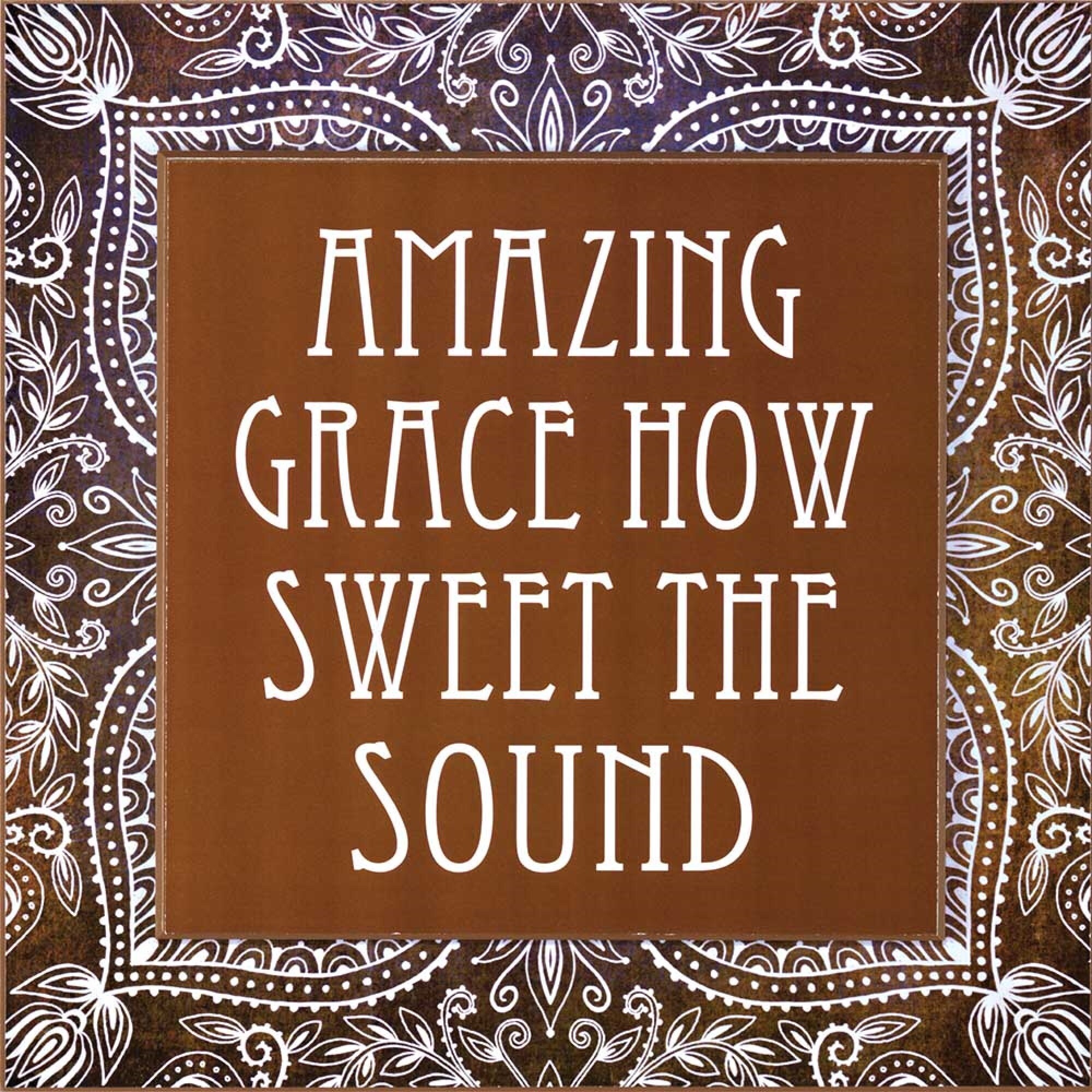 Shop Amazing Grace Brown Floral Paisley Wood Plaque 13 X 13