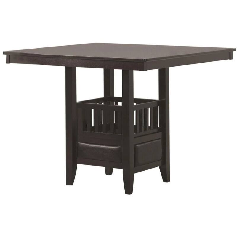 Square Counter Height Table with Cabinet in Espresso - Espresso