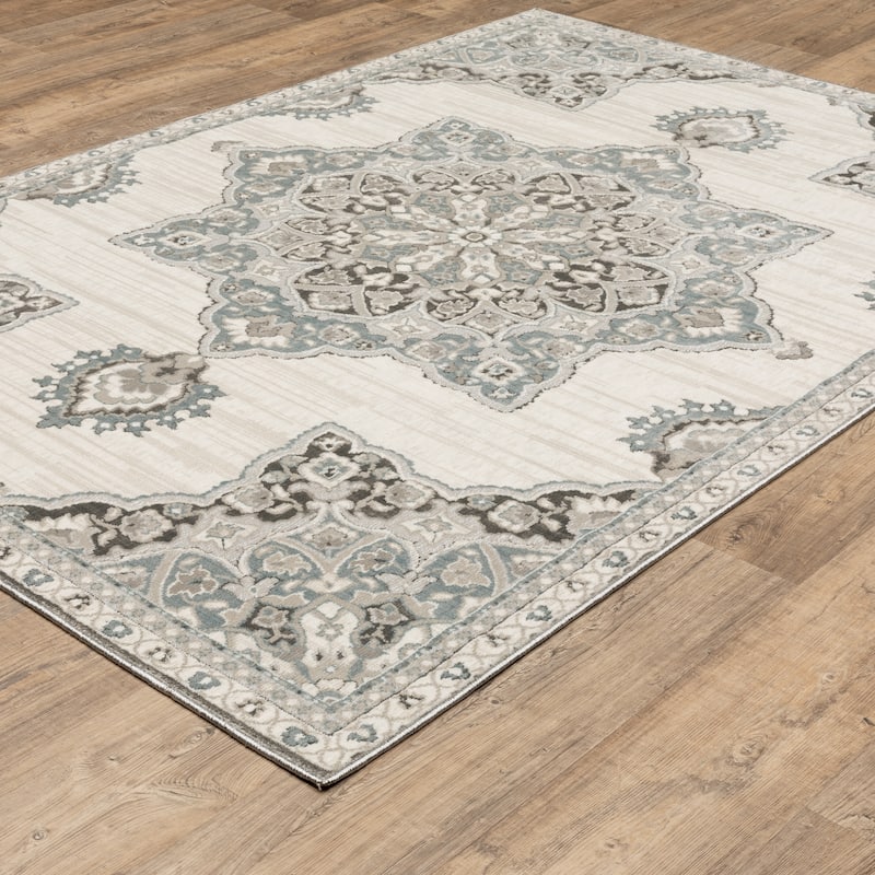 Style Haven Everly Vintage Center Star Medallion Ivory/ Blue Area Rug