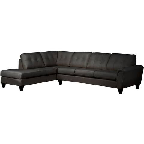 Tory Top Grain Leather Tufted Left/ Right-facing Sectional Sofa