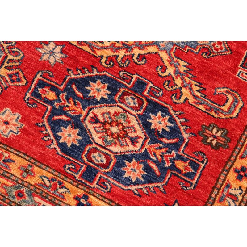 Rustic Super Kazak Blaze Red/Beige Hand Knotted Wool Rug - 8'3'' x 9'8''